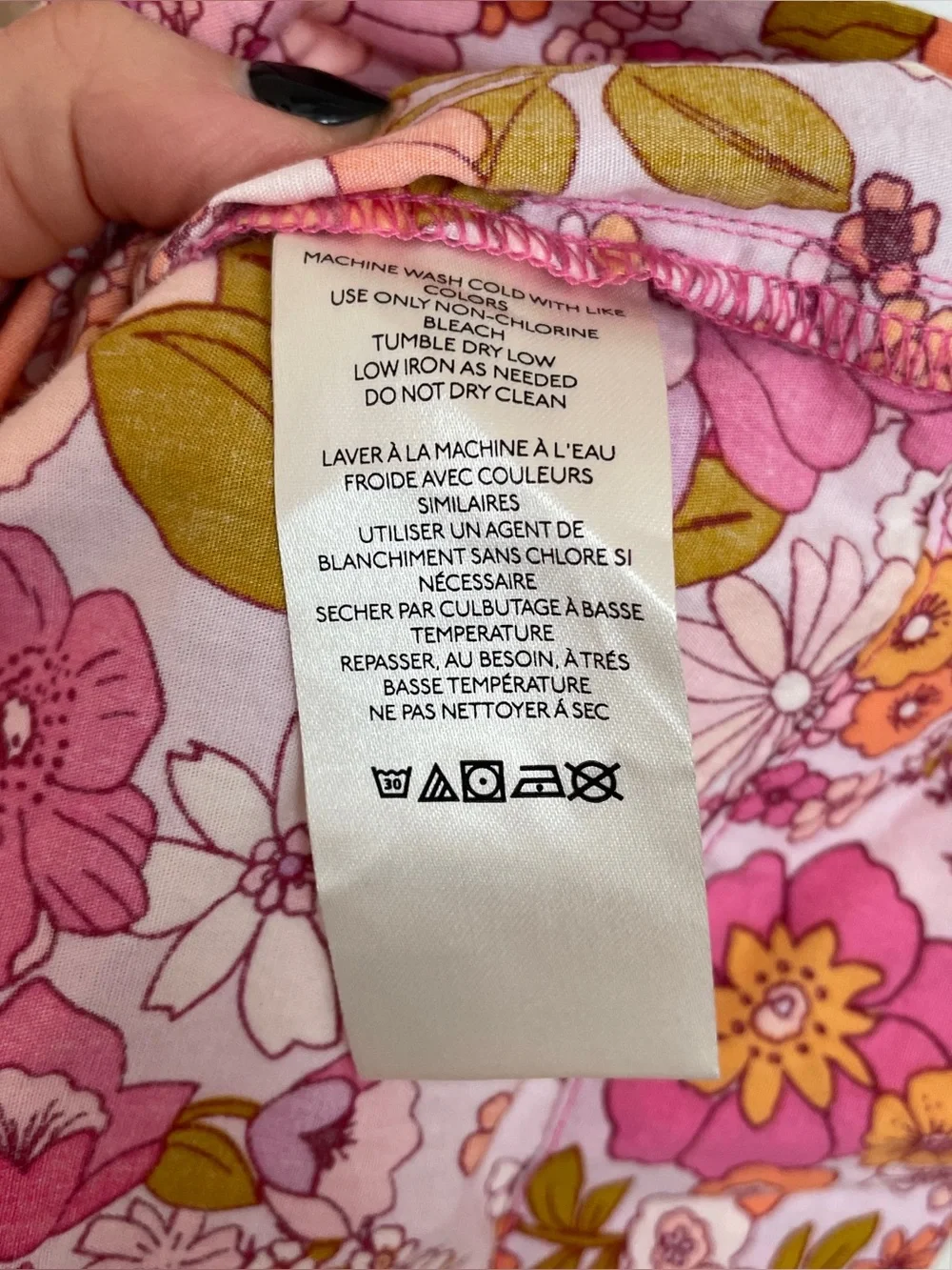 Free People Park Slope Maxi Dress psychedelic pink orange floral M cotton